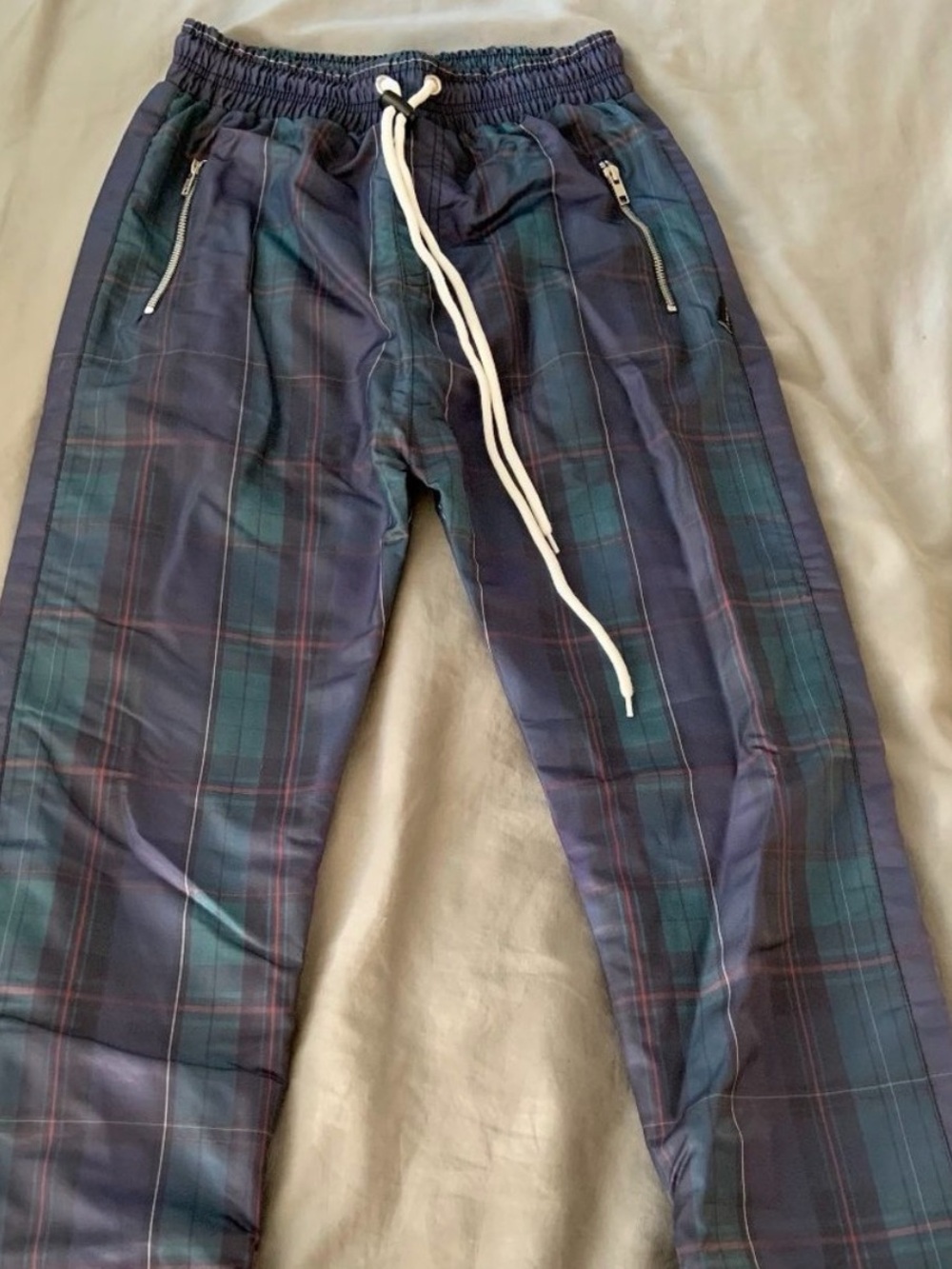 Plaid UK street style drawstring jogger pants